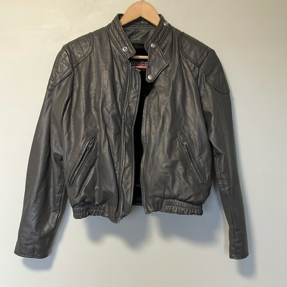 Brooks vintage motorcycle bomber grey Bomber Jacket made in usa size 32 - Picture 1 of 8